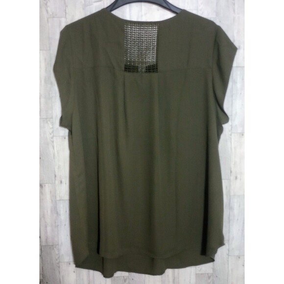 Daniel Rainn Estefany Lace Detail Split Neck Blouse Olive Green Size 3X - Picture 2 of 5